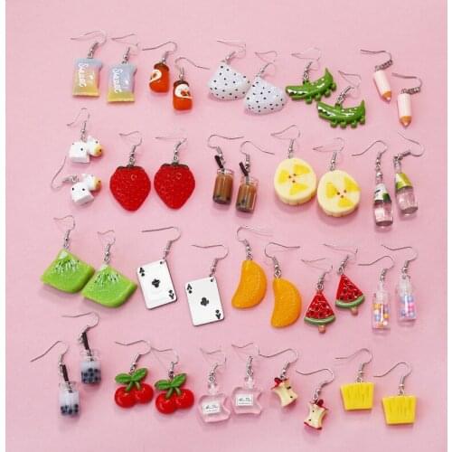 U-Magical Summer Cute Metallic Multiple Clear Resin Food Fruit Drop Dangle Earrings for Women Multicolor Dangle Earrings Jewelry