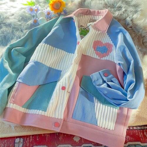 Womens Jacket baseball Female coat winter Splicing Polo Hip Hop harajuku Streetwear Tops Long sleeve Cardigan vintage clothes