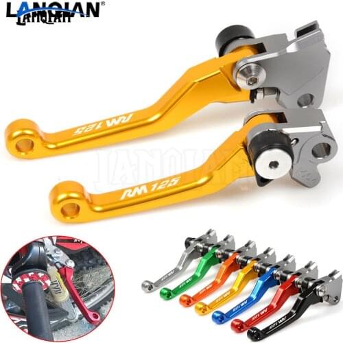 Gold CNC Laser Printing Motorcycle Dirt bike Pivot Brake Clutch Levers For SUZUKI RM125 1996-2003 With RM 125 LOGO Accessories