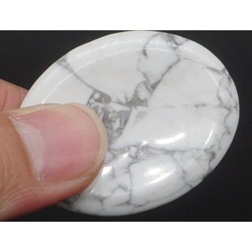 1.7" Worry Stone White Howlite Turquoise Oval Pocket Crystal Reiki Healing Meditation Finger Massage Natural Energy Stone
