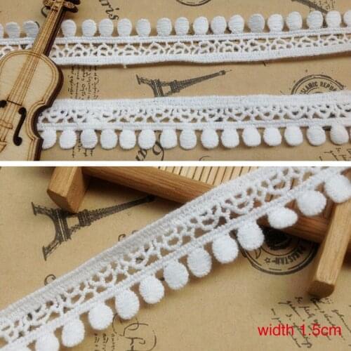 19yards 1.5cm white cotton Lace Trim fabric Ribbon DIY dress skirt clothes tablecloth Home textile decorative Sewing Accessories