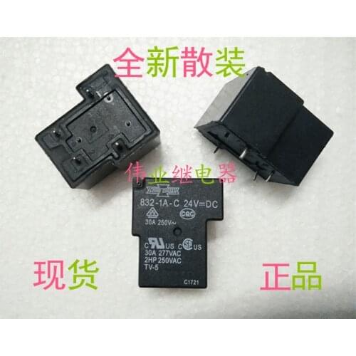 2pcs/lot 832A-1A-C 24VDC New Relay 4 PIN A set of normally open