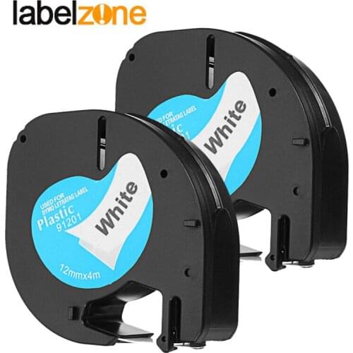 2Pack 91201 Compatible Dymo letratag 12mm printer 12267 91200 91202 91203 91204 91205 91331 Plastic Tape for Letratag LT-100H