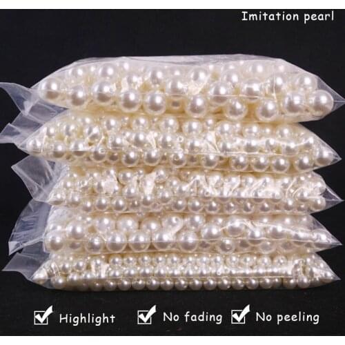 3-16mm Pearl Beads ABS Loose Round Beads With Holes Craft For Fashion Jewelry Making White Beige DIY Imitation Garment Beads