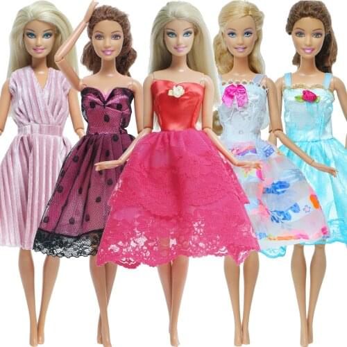 5 Set Fashion Dress Daily Casual Wear Wedding Party Gown Princess Skirt Dollhouse Accessories Clothes for Barbie Doll DIY Toys