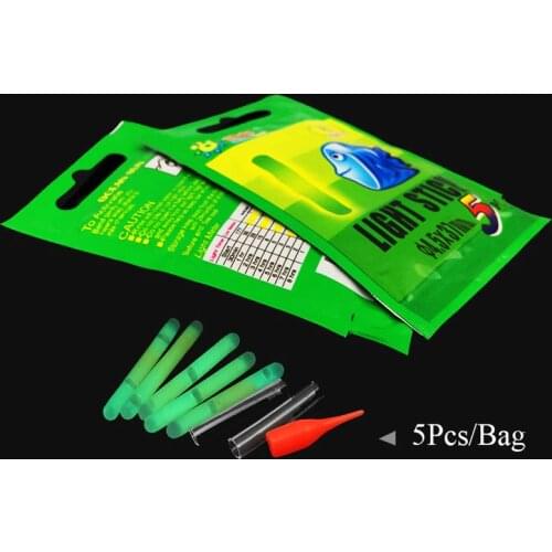 5PCS/bag Fishing Float Light Stick Fluorescent Lightstick Night Float Rod Light Dark Glow Stick Fishing Tackle 30M Visual Distan