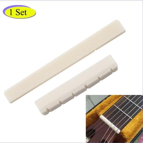 Classical Guitar Bone Slotted Saddle Nut Set