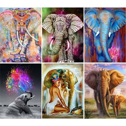5D DIY Full Drill Animal Diamond Painting Elephant Diamond Embroidery Square Round Mosaic Art Decorations For Home