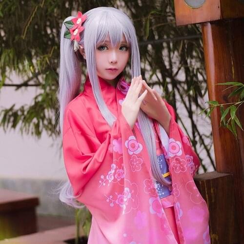 Anime EROMANGA SENSEI Izumi Sagiri Cosplay Costume Kimono Cute Japanese Woman Dress Kimono+Girdle+Wig+Geta Full Set
