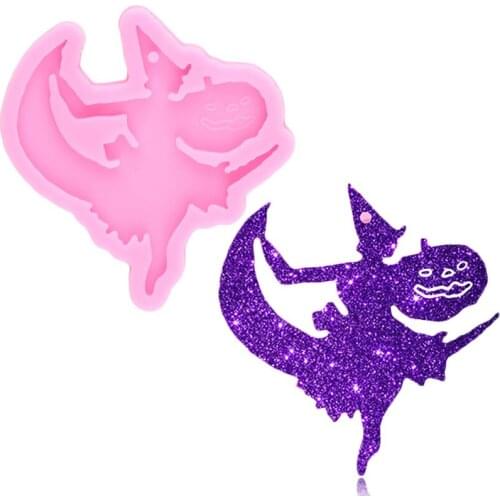 Shiny Glossy Halloween Dancing Witch Silicone Mold Epoxy Resin Keychain Molds Polymer Clay Necklace Charms Making Jewelry Mould