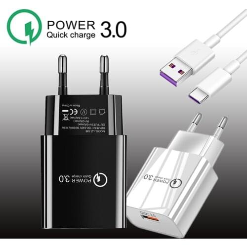 18W Fast Charger For Samsung A51 A50 S10 Plus S8 S9 S20 FE S21 Plus Ultra S10E A71 A70 A21S A31 A41 QC 3.0 USB Charger Adapter