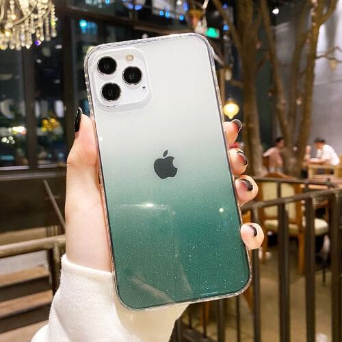 Boucho Glitter Phone Case For iPhone 11 Pro Max 12 Mini Pro XR XS Max 7 8 Plus X SE Gradient Colors Soft Shockproof Cover Coque