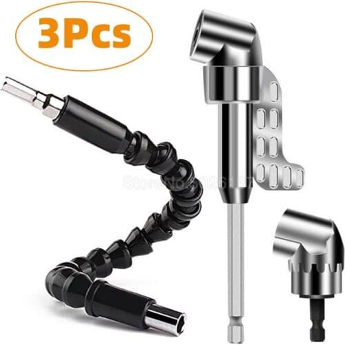 105 Angle Drill Flexible Shaft Bit Kit Extension Screwdriver Holder+black Universal With Hexagon Handle Degree Right Attachment