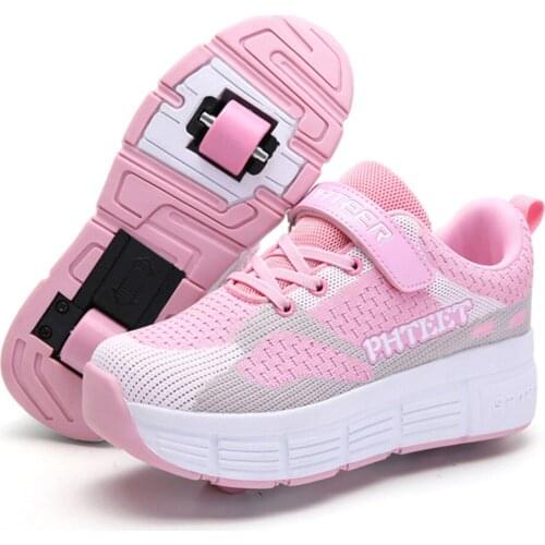 EUR 31-42 NEW Children Junior Roller Skate Shoes Kids Sneakers With One Two 2020 Boys Girls Wheels Shoes Adult Casual boys Shoes