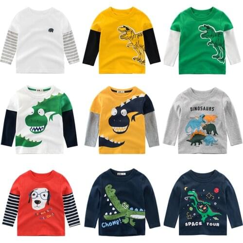 Boys T Shirt Tops Long-Sleeve Toddler Baby Girls Kids Children Cotton Fashion Autumn Spring Print Car for 2 3 4 5 6 7 8 Years