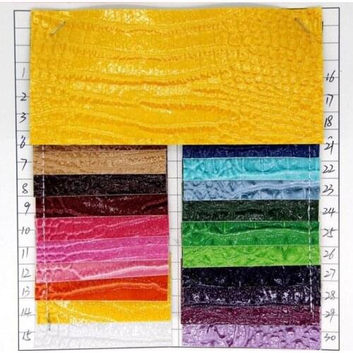 Powder crocodile grain leather alligator skin grain synthetic PU leather fabric wholesale many colors
