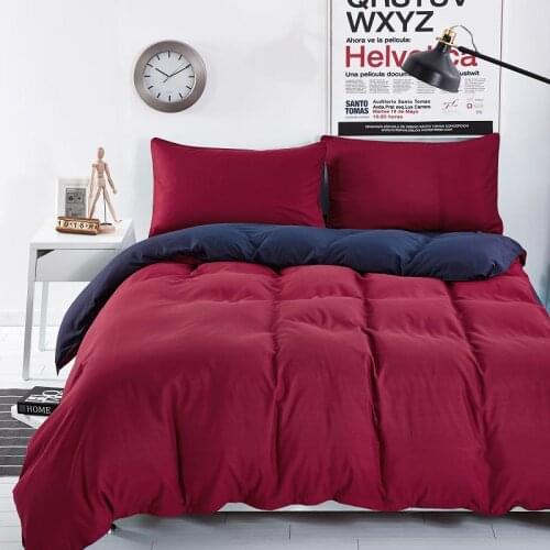 Bedding Sets Solid Wine Red Deep Purple Striped Bed Sheet Duver Quilt Cover Pillowcase Soft King Queen Twin Bedcloth