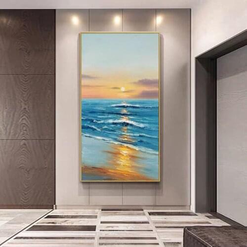 The Sea And Sky In The Morning Are Beautiful Abstract Oil Paintings On Canvas Modern Handmade Wall Pictures Home Decor Gift