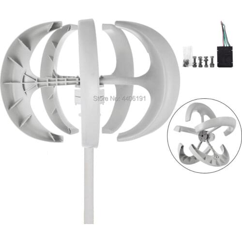 Wind Turbine Generator Power 5 Blades 300W 12V 24V Vertical Axis Red Lantern Energy Fiber 3 Phase AC Permanent Magnet Generator