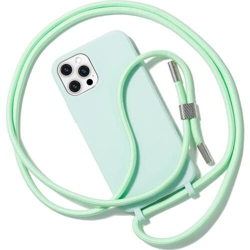 Crossbody Lanyard Necklace Soft Silicone Holder Case For iPhone 13 11 12 Pro Max XS XR X 7 8Plus SE Mini Luxury Chain Back Cover