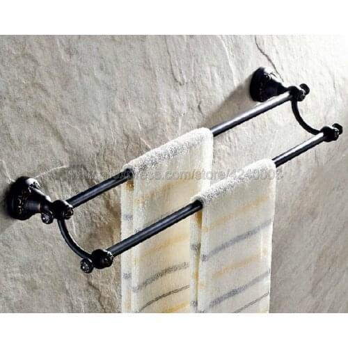 Black Oil Rubbed Brass Wall Mounted Double Towel Bar Towel Rack Towel Holder Bathroom Accessories Kba447