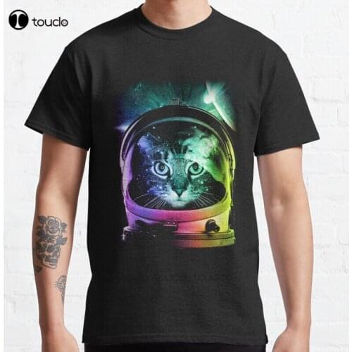 New Astronaut Cat V.Ii Classic T-Shirt Cotton Men Tee Shirt