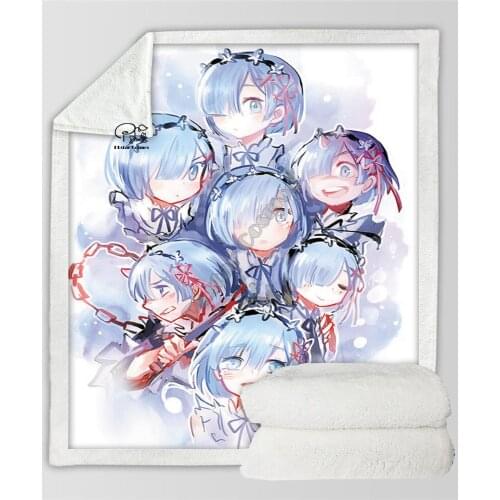 Plstar Cosmos Anime girl sexy Re Zero Rem Manga character Blanket 3D print Sherpa Blanket on Bed Home Textiles Dreamlike style-1