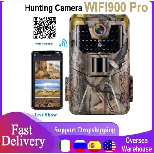 4K Video Live Show Hunting Trail Camera 30MP WIFI APP Bluetooth Control Night Vision Wildlife Photo Traps Cameras WIFI900PRO
