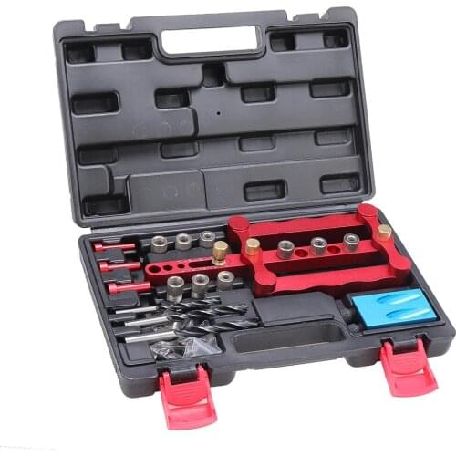Hole Locator Kit Aluminium Alloy Dowelling Jig Locator + Pocket Hole Jig Woodworking Drill Guide Kit Locator Fast Connecting