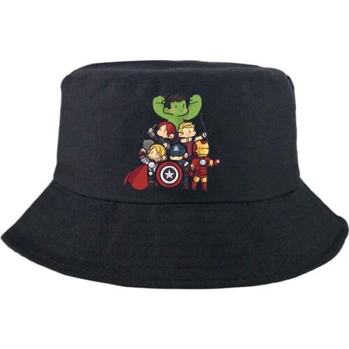 Disney Marvel Avengers Bucket Hat Harajuku Outdoor Panama Cap Fashion Graphic Reversible Fedoras Casual Man Women Fishing Hat