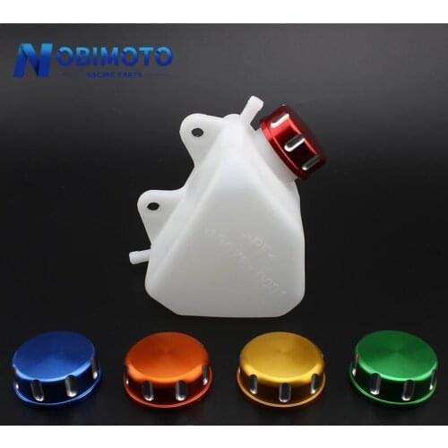 Motorcycle Plastic Water Coolant Reservoir Tank CNC Caps Coolant Reservoir Tank Radiator Overflow for Kawasaki KLX 250 KLX250