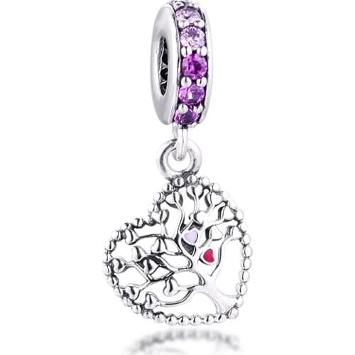 Charms 925 Silver Original Fit Pandora Bracelets Sterling Silver Tree of Love Charm Beads for diy Women Jewelry