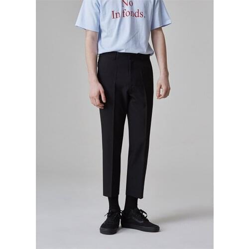 Casual pants mens summer thin Korean Trend loose straight pants with drooping feeling wide leg casual large pants cropped pants