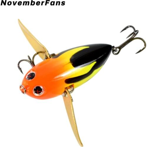 NovemberFans 5.8cm 12.5g Topwater Lures Stainless Steel Wings Hard Plastic Artificial Baits Floating Fishing Lures Tackle