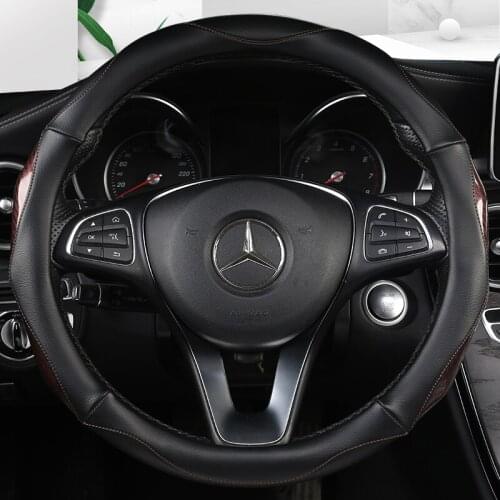 Anti Slip Car Carbon Fiber Steering Wheel Cover for Mercedes Ben AMG 38cm Models A C CLA E GLA GLC GLE S B CLS Class Accessories