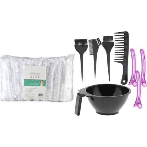 Hair Coloring Bowl Brush Clips Comb Dyeing Caps Hair Care Hairdressing Kit