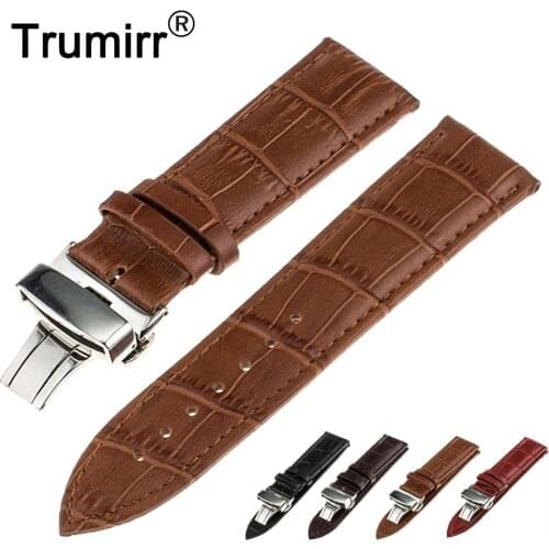 22mm 24mm Genuine Leather Watchband Butterfly Buckle Strap for Panerai PAM Luminor Radiomir Watch Band Wrist Belt Bracelet +Tool
