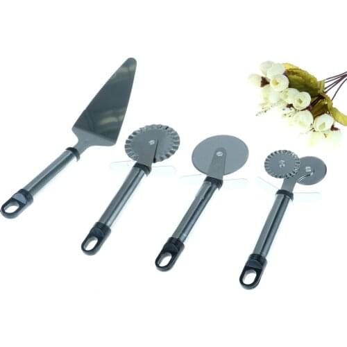 4 Patterns Stainless Steel Pizza Cutter Double Roller Pizza Knife Cutter Pastry Pasta Dough Crimper Kitchen Pizza Tools