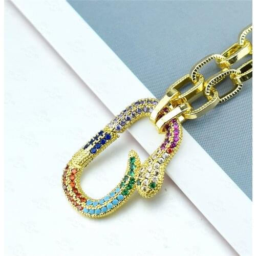 Luxurious Serpentine/Star Design Chunky Chain Necklace AAA Rainbow Cubic Zircon Can Open Pendant Women Choker Party Gift