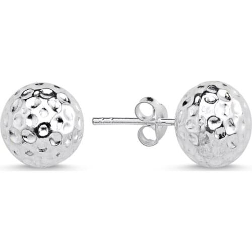 Silverlina Silver 10mm Forged Ball Earrings