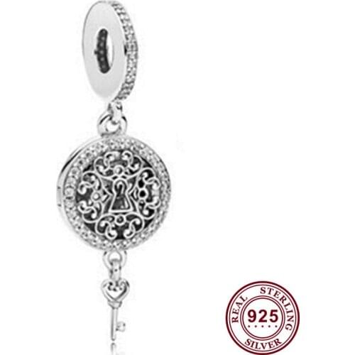100% 925 Sterling Silver Charm New Key Love Key Swing Pendant Fit Pandora Women Bracelet & Necklace Diy Jewelry