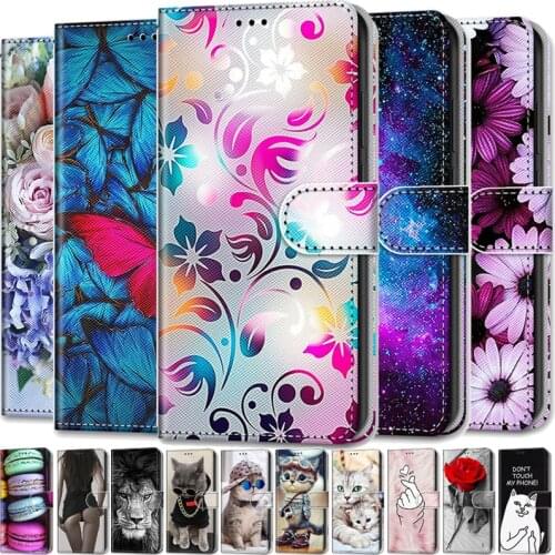 Cute Funny Painted Flip Leather Case on For iPhone 12 Mini 11 Pro Max 7 8 6 S SE2 XS X XR Card Slot Wallet Animal Pattern Cover