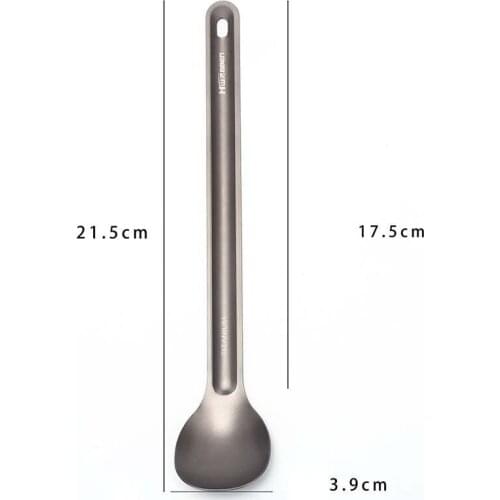 21.5cm x 3.9cm Long-handled Titanium SpoonTitanium Spoon Camping Spoon Outdoor Tableware