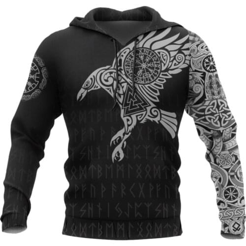 Viking - The Raven of odin Tattoo 3D Printed hoodies Men Harajuku Fashion Hooded Sweatshirt Autumn Unisex hoodie sudadera hombre