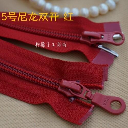 YKK Zipper 5 Nylon Double Zipper Red 50-110cm