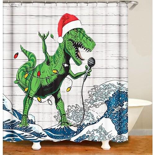 Bathroom Organizer Funny Dinosaur Shark 3D Printed Shower Curtain Waterproof Polyester Bath Screen Shower Curtains Home Decor