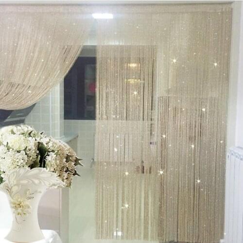 Shiny Silver Line String Curtain Fashion Valance Living Room Divider Wedding DIY Home Decoration 19 Color Window Door