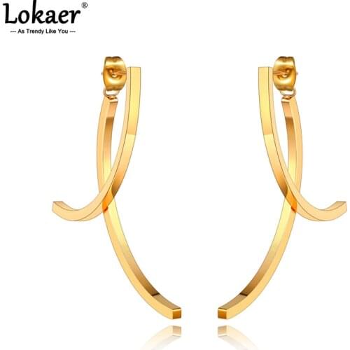 Lokaer Trendy Titanium Stainless Steel Geometric Tassel Drop Earrings For Women Bohemia Party Dangle Earrings Pendientes E21044