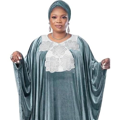 Plus Size Boubou Robe Africain Femme Outfits 2021 Dashiki African Dresses For Women Elegant Abaya Kaftan Velvet Evening Gowns
