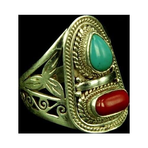 925 Sterling Silver handmade natural stone ring (B2681)